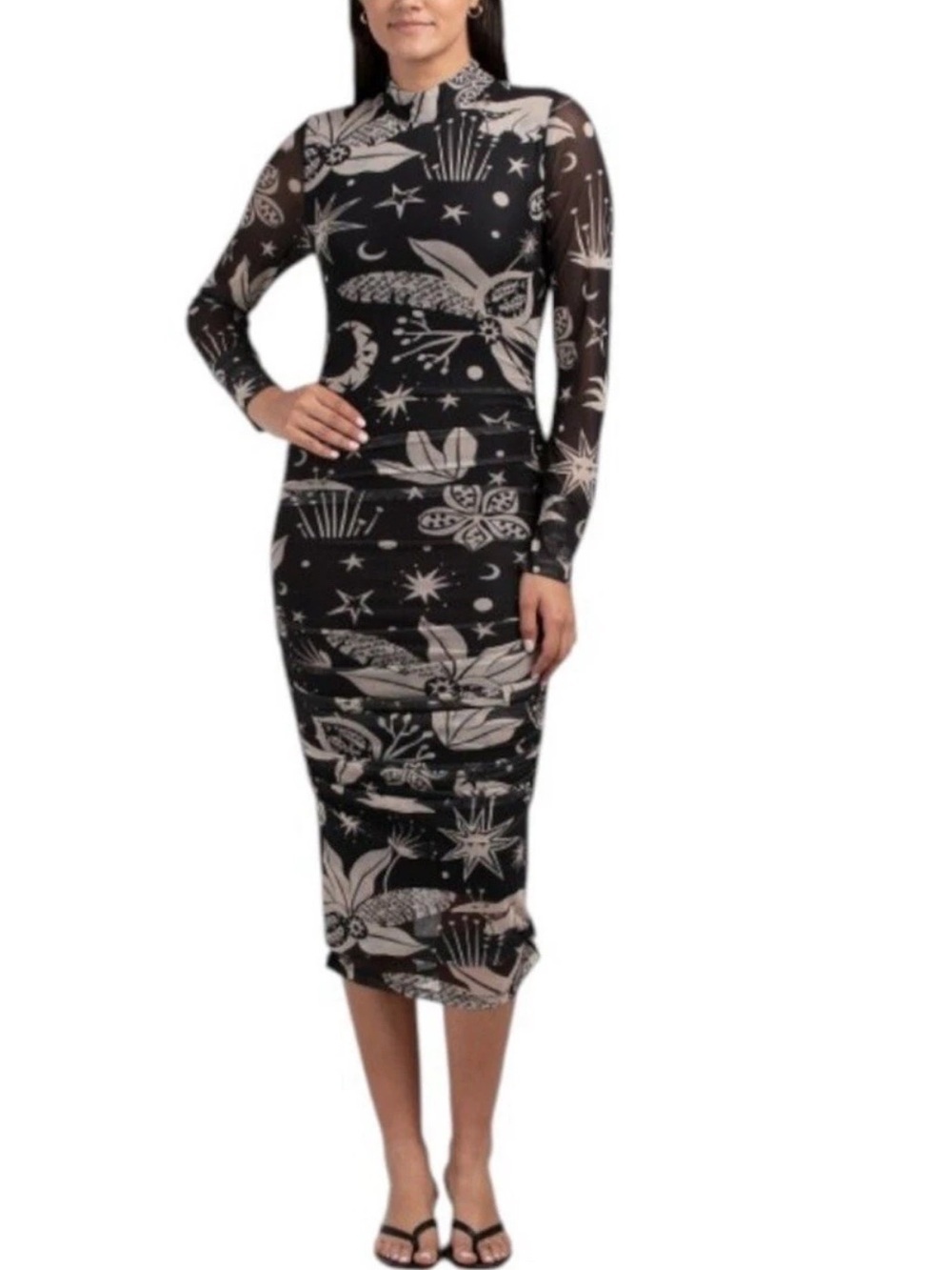 FARM Rio Cerrado Sky Tulle Midi Dress With Sheer Overlay Size XL